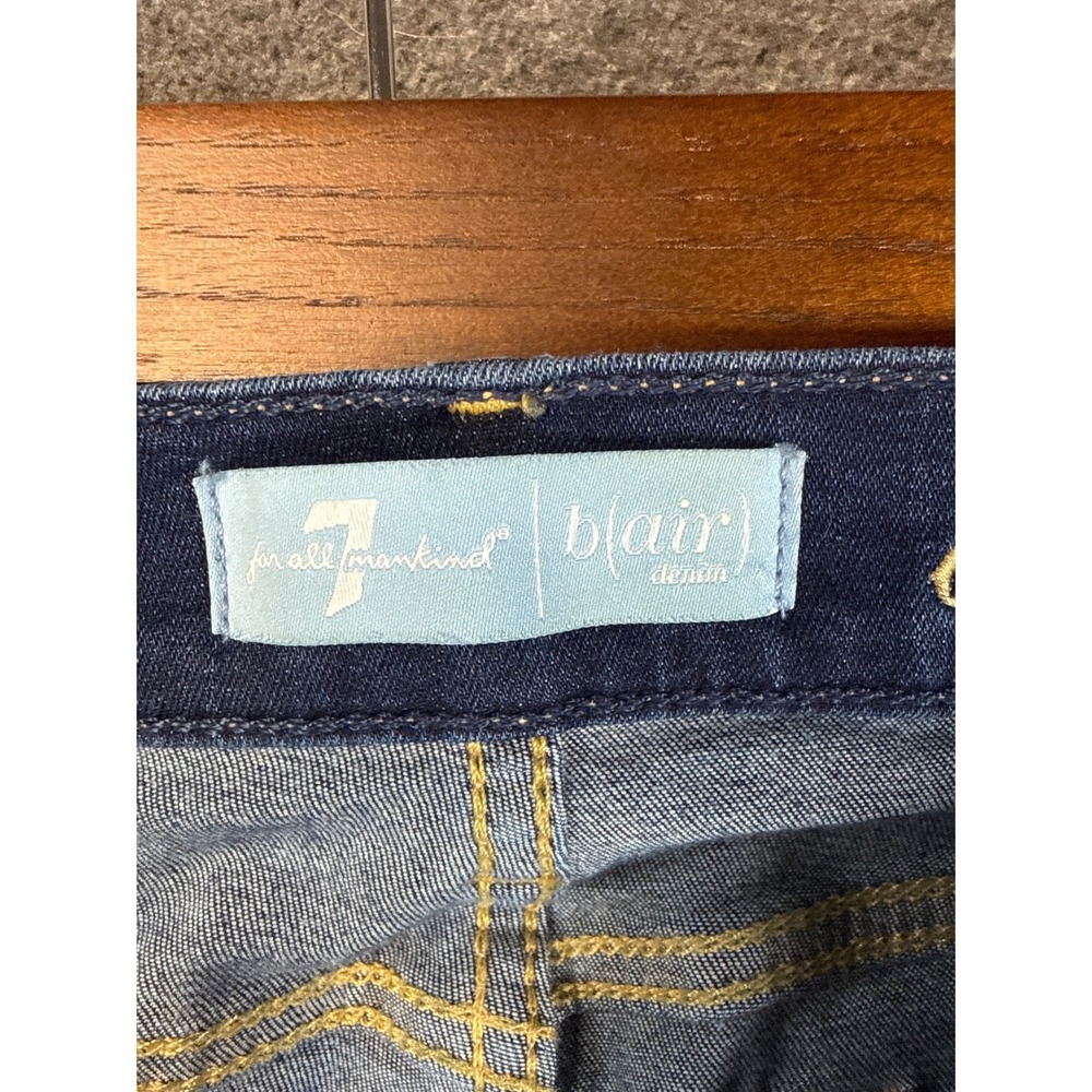 7 For All Mankind Blair Cropped‎ Boot Jeans Dark Wash Frayed Hem Women's Size 28 - Picture 4 of 13
